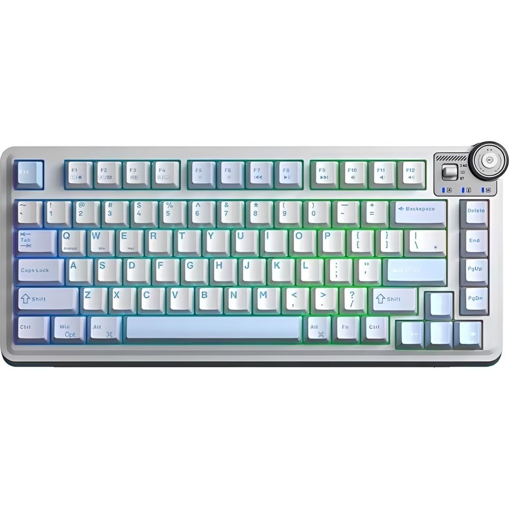 Importado Teclado Gamer Aula Au75 75 Mecanico Rgb Sem Fio Sea Salt Ingles