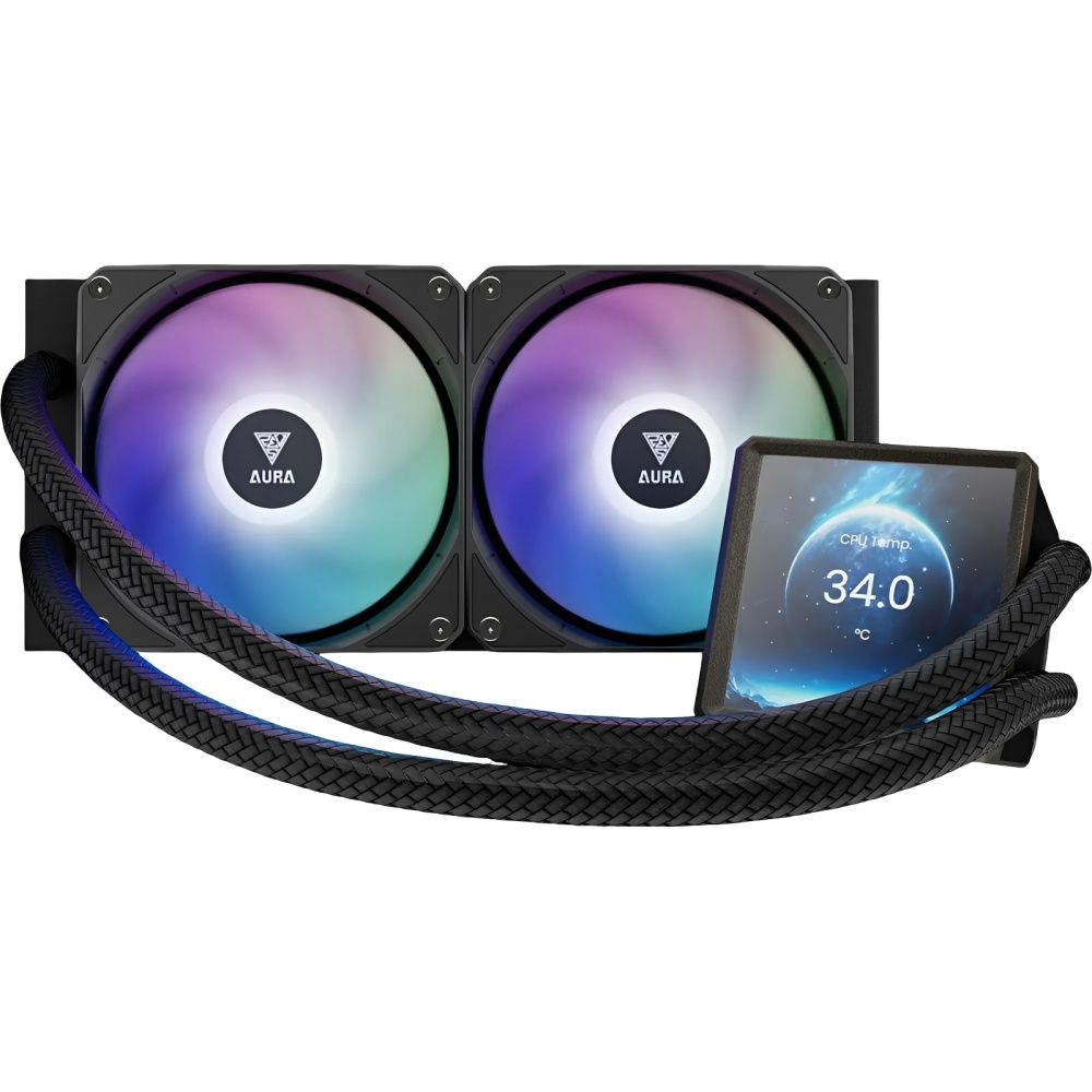 Importado Cooler Liquido Gamdias Aura Gl240 Lcd Ips 4 Argb 240 Mm Para Cpu