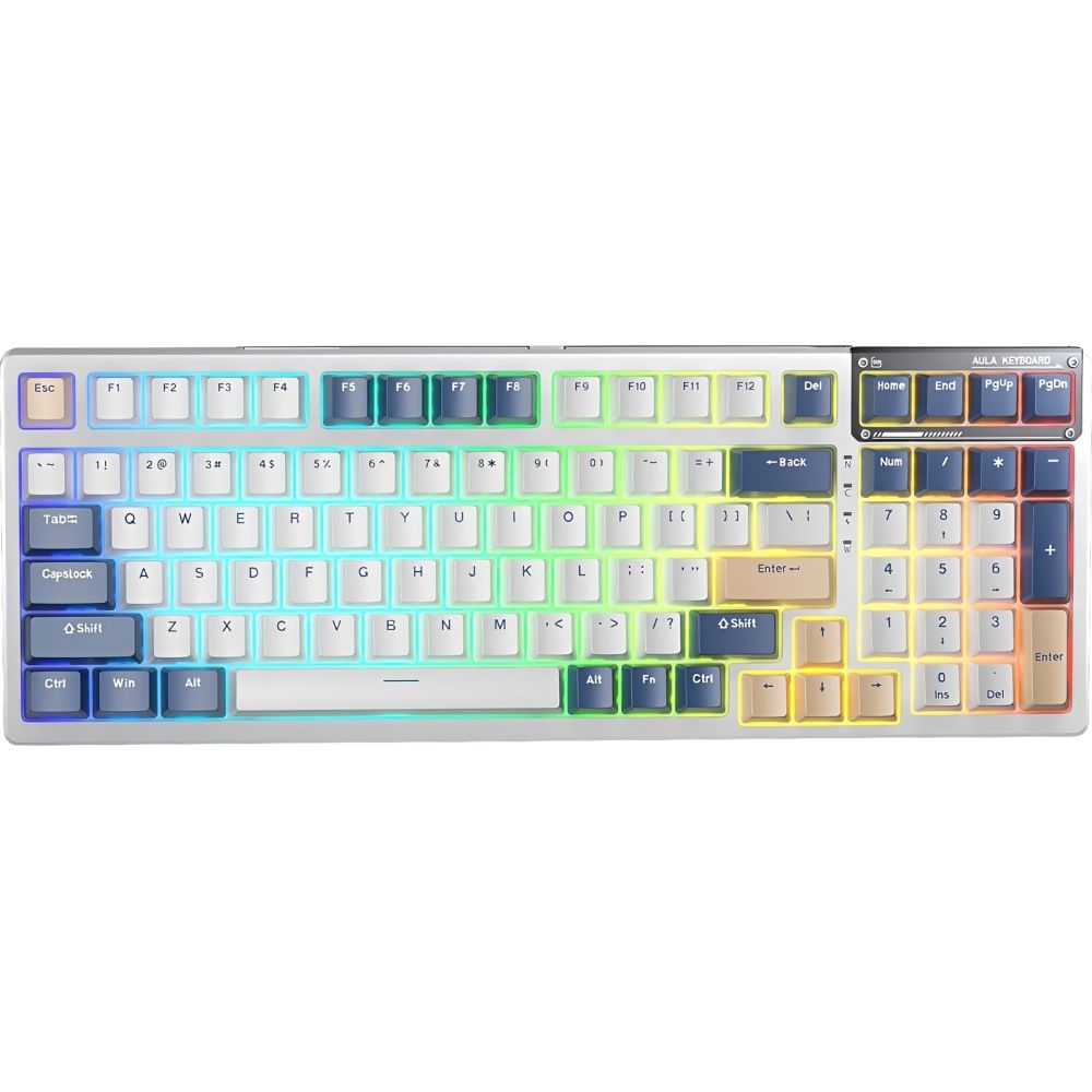 Importado Teclado Gamer Aula F98 96 Mecanico Rgb Sem Fio Ingles