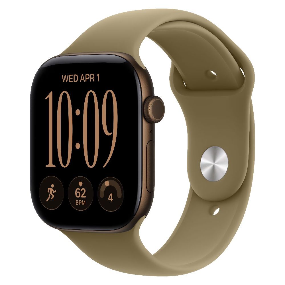 Apple Watch Series 12 Gps 46 Mm Bronze Escuro Pulseira Esportiva Oliva M L A