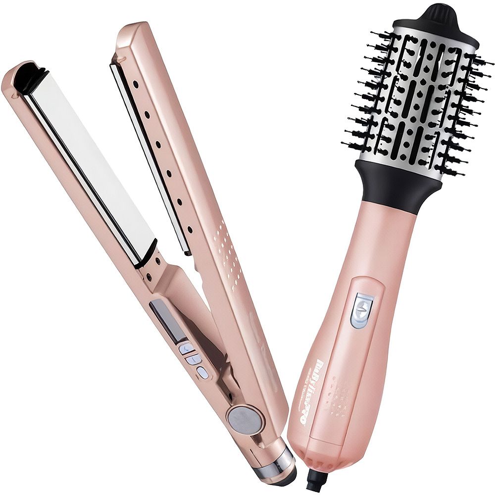 Importado Kit Escova Secadora Chapinha Babyliss Pro Bntrgpp44uz Bivolt Rose