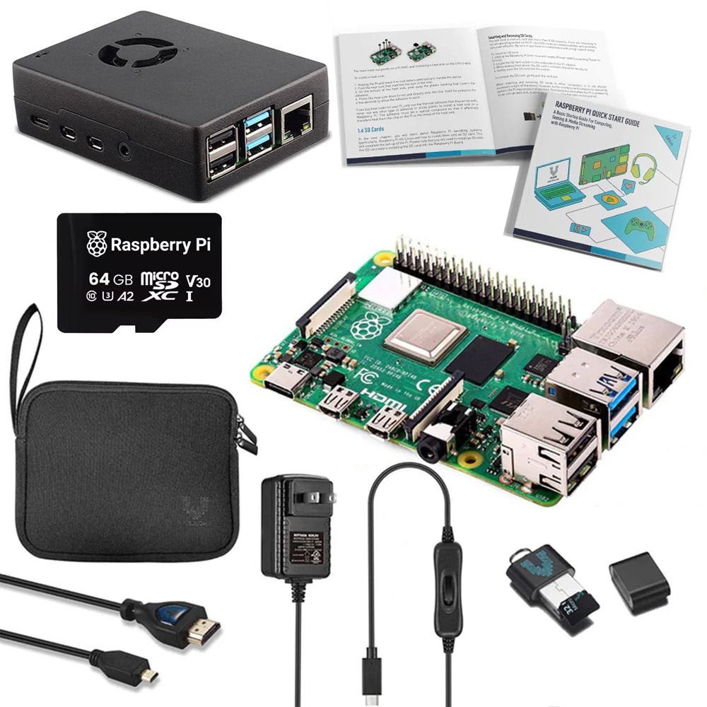 Importado Kit Mini Pc Raspberry Pi 4 Model B Complete Starter 8 Pecas Caixa Branca 4GB