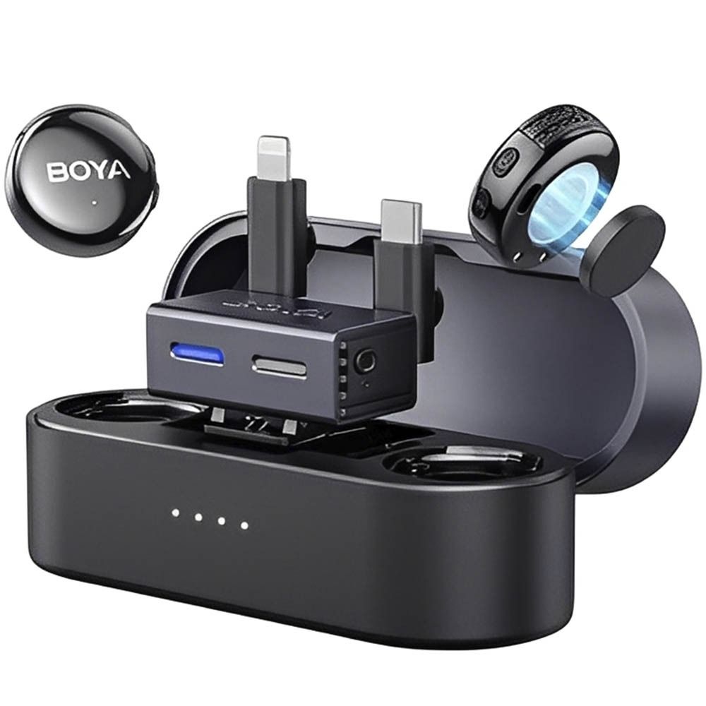 Importado Microfone Sem Fio Boya Boyalink3 01 Usb C Lightning 2TX 1RX
