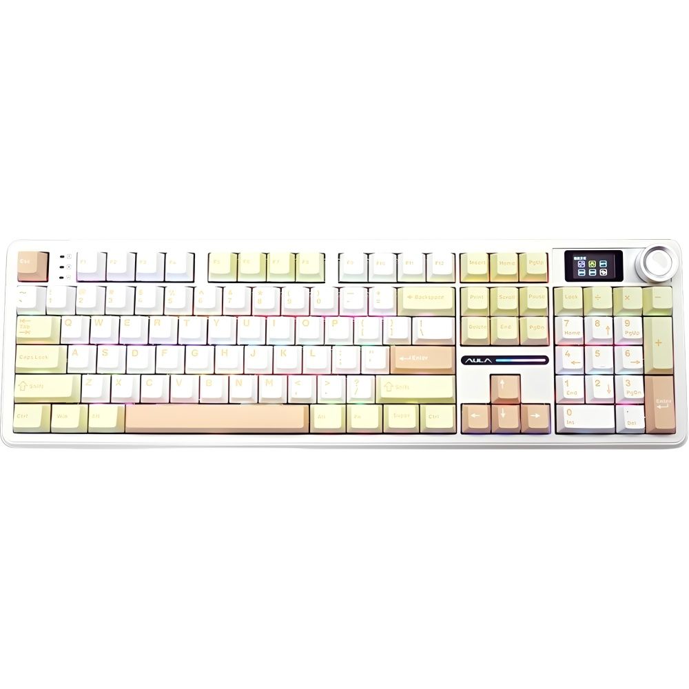 Importado Teclado Gamer Aula F108 Pro Full Size Mecanico Rgb Sem Fio Light Ingles