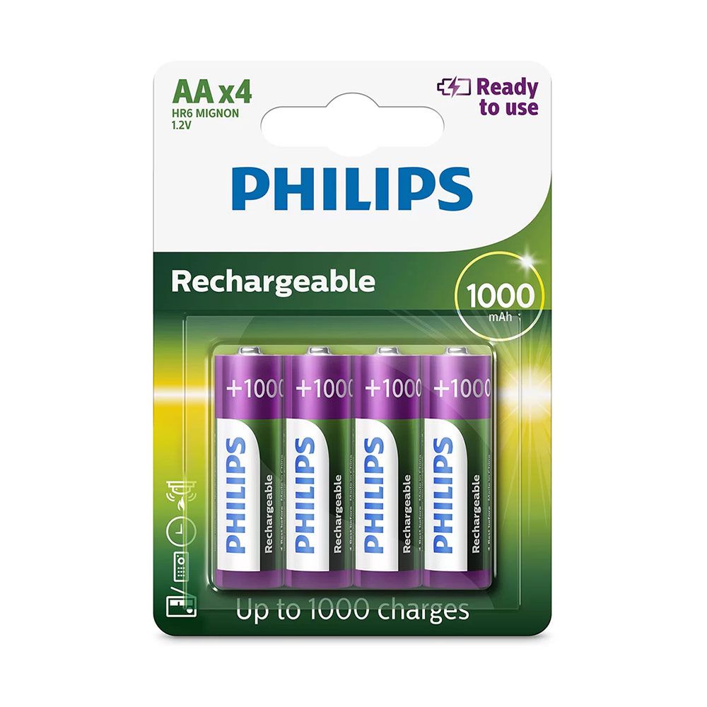 Philips Pilhas Recarregaveis R6b4rtu10 97 Aa 4 Unidades