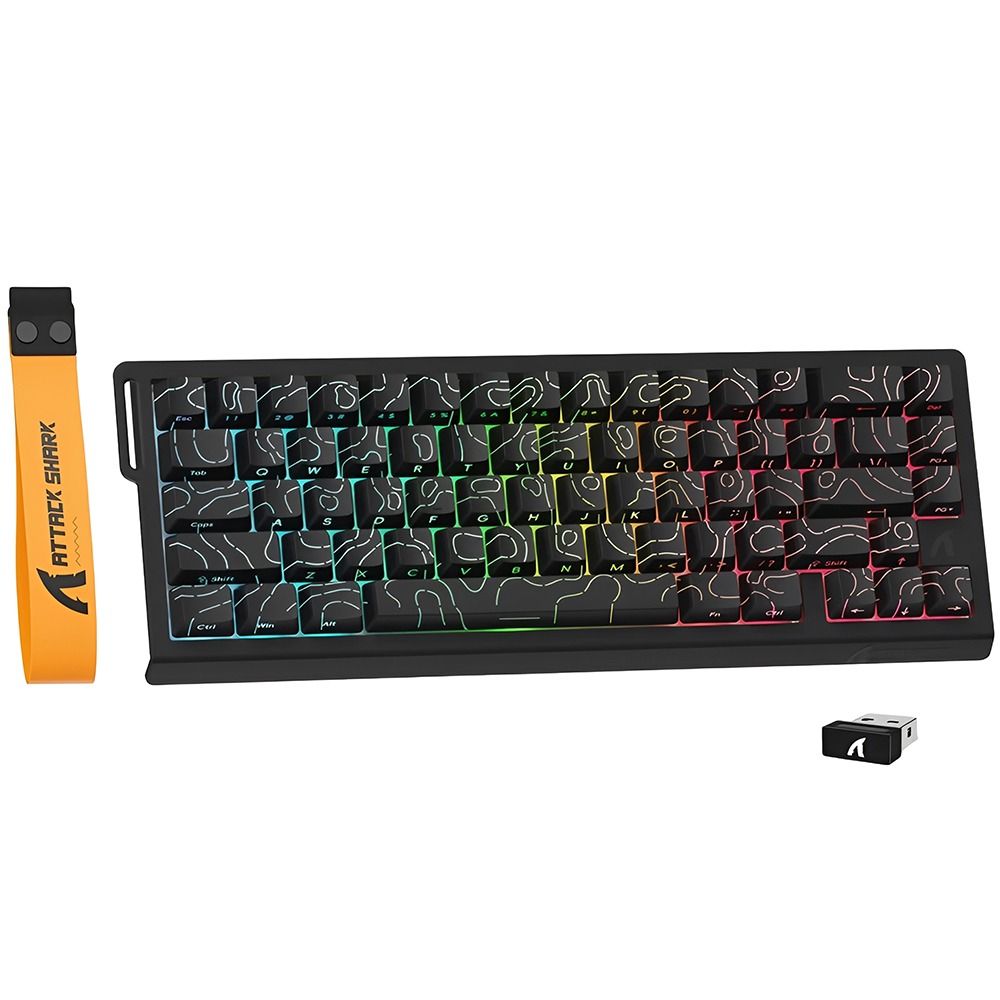 Importado Teclado Gamer Attack Shark X68pro 65 Mecanico Magnetico Hall Effect Rgb Sem Fio Ingles