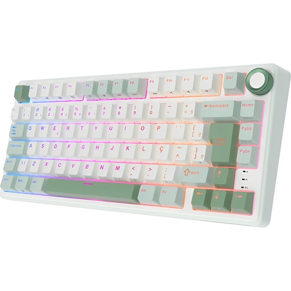 Importado Teclado Gamer Royal Kludge Rkr75 75 Mecanico Rgb Sem Fio Sky Cyan Portugues