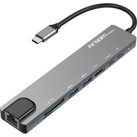 Hub USB-C Argom 8 en 1 - Gris (ARG-UB-0093)