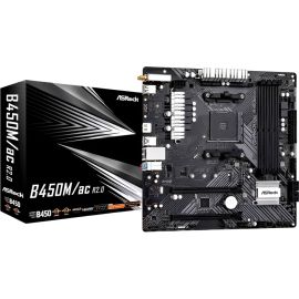 Placa-Mãe ASRock B450M/AC R2.0 AM4 DDR4 Micro ATX